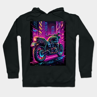 Cyber future motorbike with neon lights Hoodie